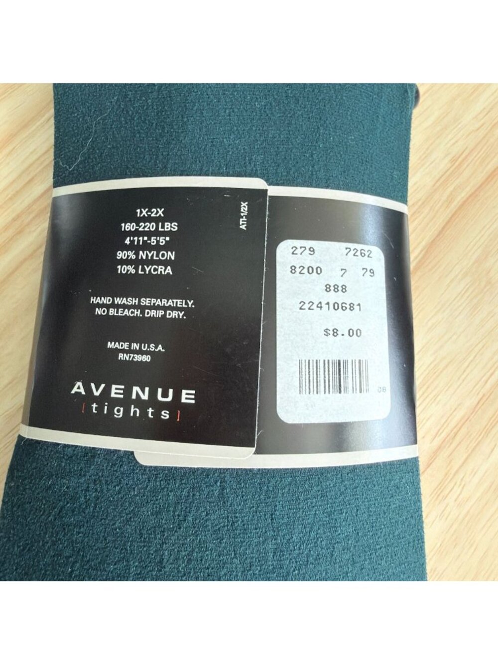 Avenue Womens Tights 1X-2X Hunter Green Nylon Lycra Blend New Improved Fit USA - Picture 3 of 3